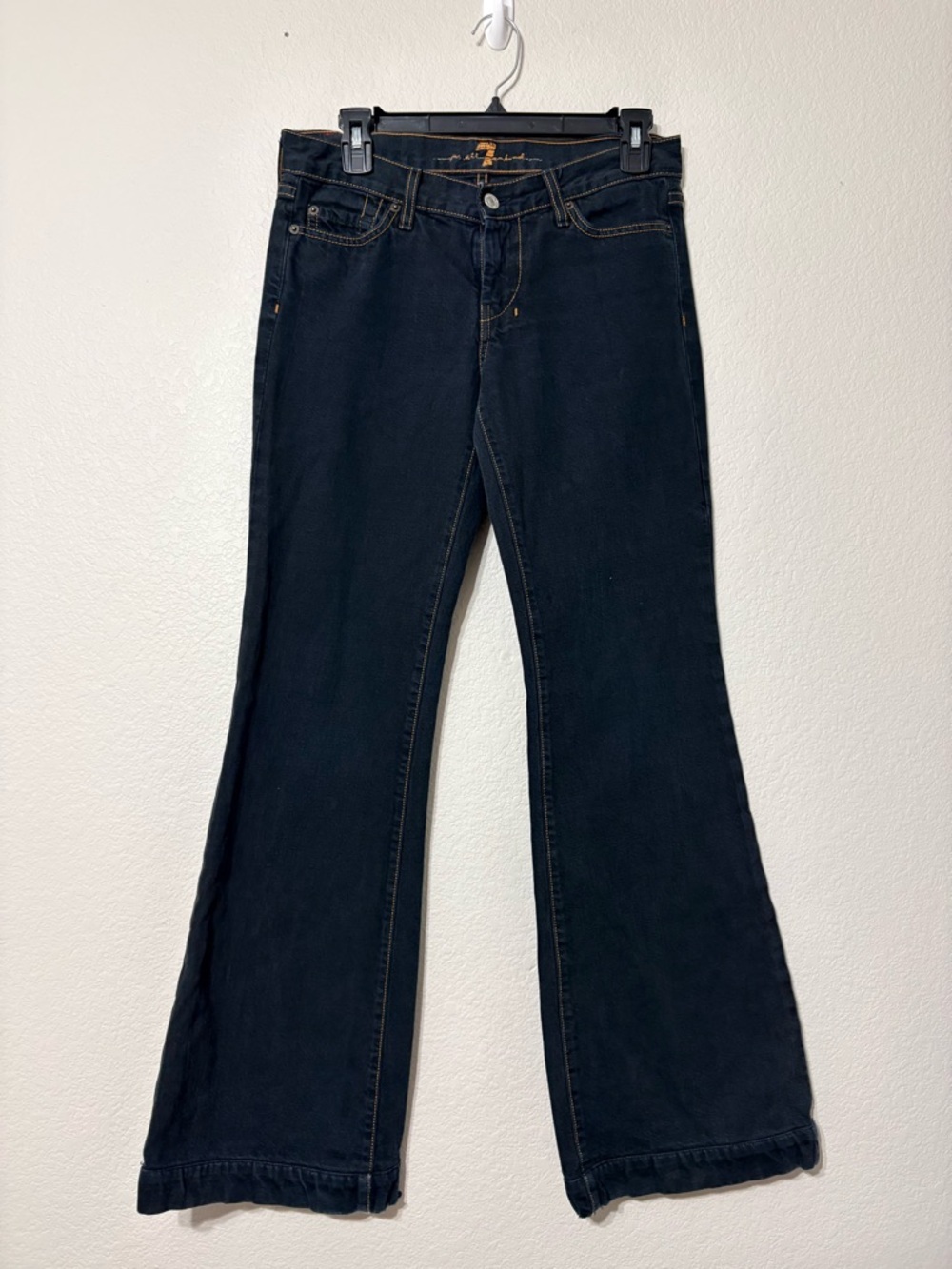 Dojo 7 For All Mankind Jeans Low Rise Flare Leg Dark Wash 28 Made in USA‎ - Picture 3 of 13